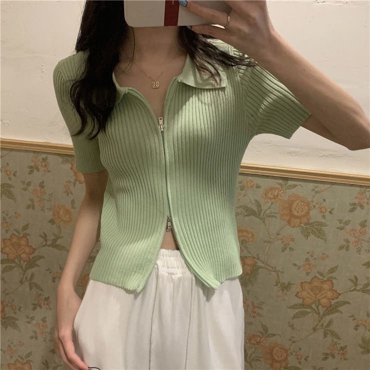 ダブルファスナー襟付きニット トップス ダブルジップ | LADY LIKE  | 詳細画像16 