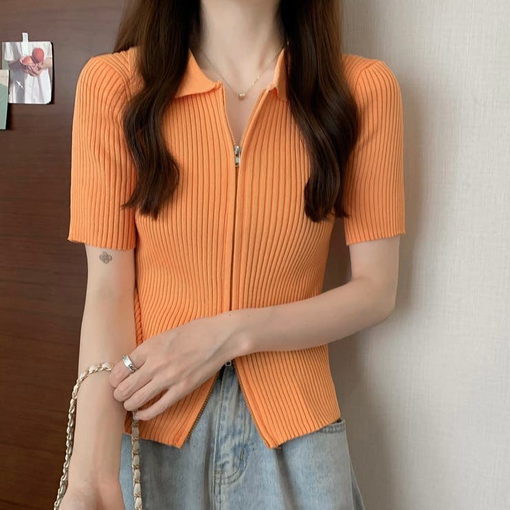 ダブルファスナー襟付きニット トップス ダブルジップ | LADY LIKE  | 詳細画像25 