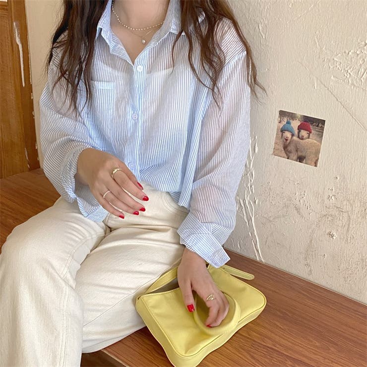 ストライプシアーシャツ ブラウス トップス[品番：SHNW0007108]｜LADY