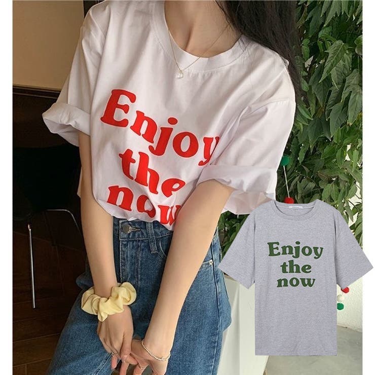 ホワイト】Enjoy the nowプリントTシャツ[品番：SHNW0007289]｜LADY