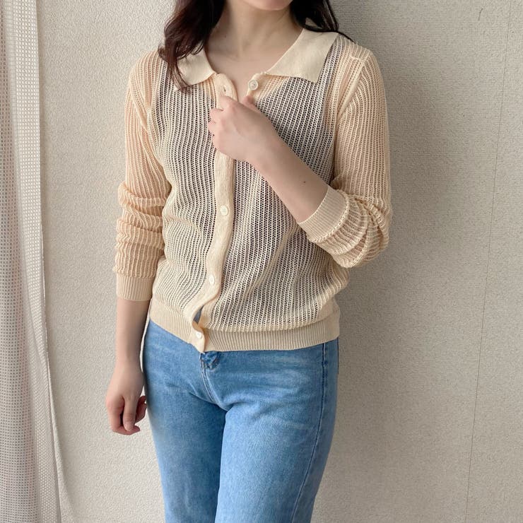 透かし編みニットシャツ トップス メッシュ | LADY LIKE  | 詳細画像4 