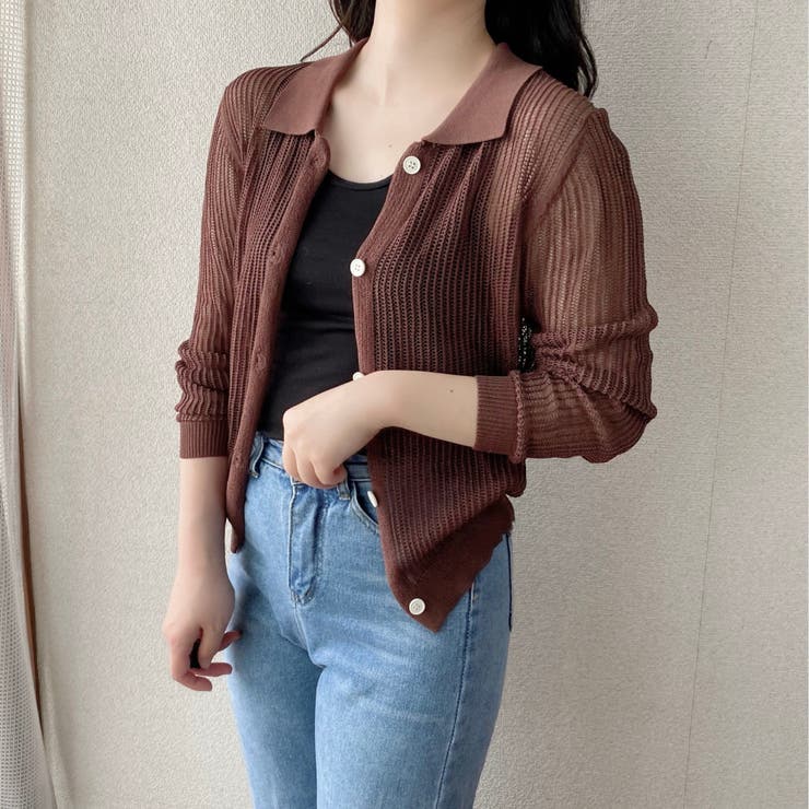 透かし編みニットシャツ トップス メッシュ | LADY LIKE  | 詳細画像5 