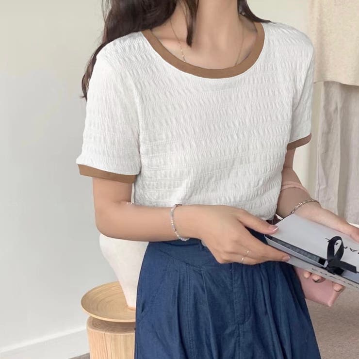 ソフトストレッチ配色Tシャツ トップス きれいめ | LADY LIKE  | 詳細画像5 