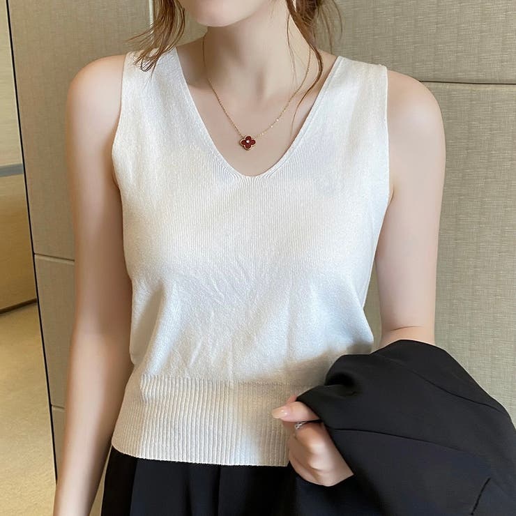V開きノースリーブベーシックニット 8色 トップス | LADY LIKE  | 詳細画像10 