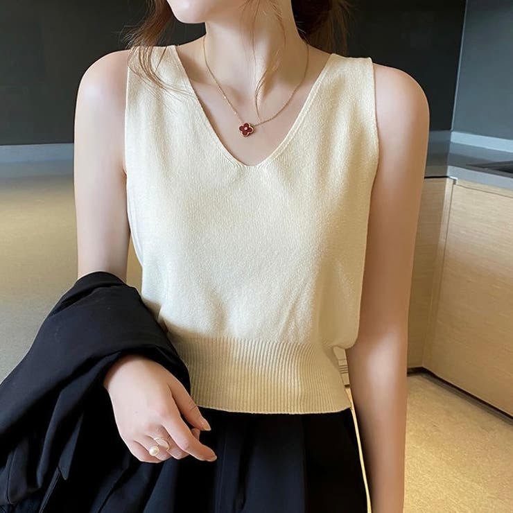 V開きノースリーブベーシックニット 8色 トップス | LADY LIKE  | 詳細画像5 