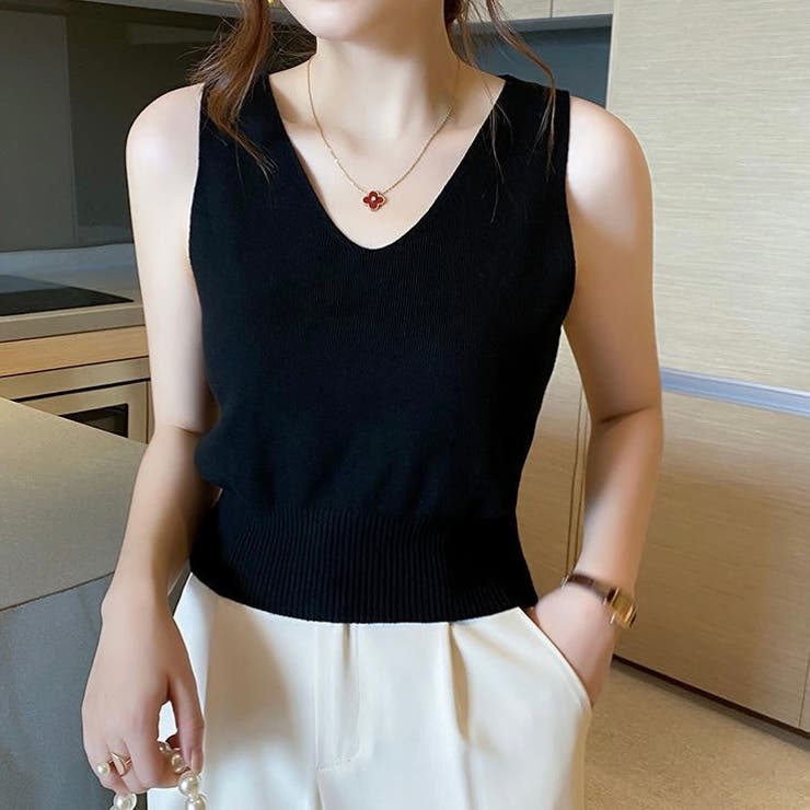 V開きノースリーブベーシックニット 8色 トップス | LADY LIKE  | 詳細画像8 