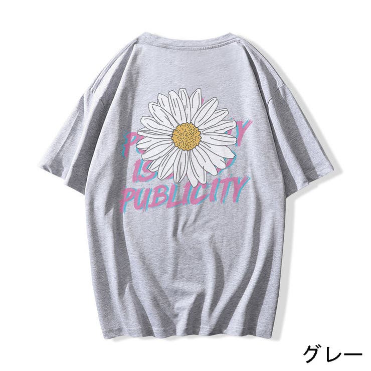 フラワー柄バックプリントTシャツ オーバーサイズ 花柄[品番