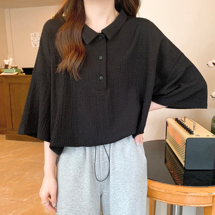 美品】Leh(レー)スーパーワイドプルオーバーシャツ/ブラック/Lサイズ