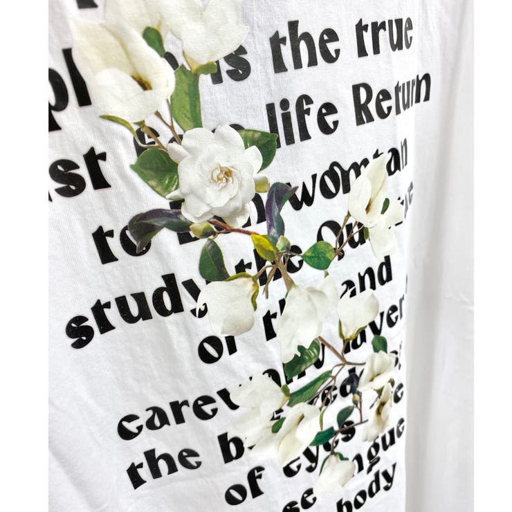 フラワーロゴバックプリントTシャツ オーバーサイズ 花柄[品番