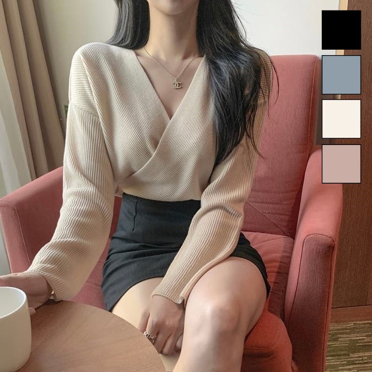 ストレートスリーブカシュクールニット | LADY LIKE  | 詳細画像1 