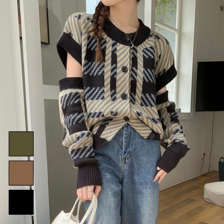 袖取り外し2WAY丸首カーディガン | LADY LIKE  | 詳細画像1 