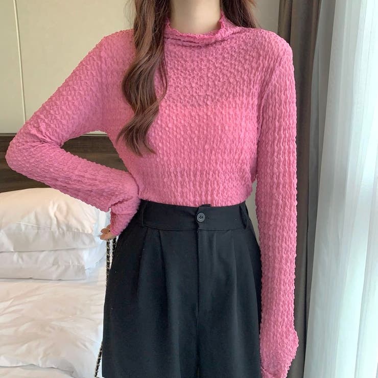 くしゅくしゅタートルシアートップス[品番：SHNW0007921]｜LADY LIKE