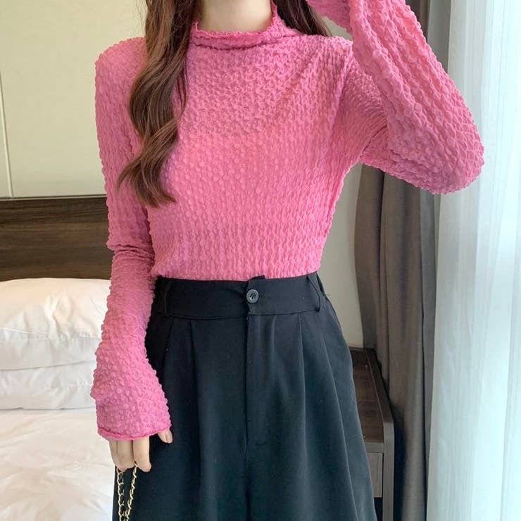 くしゅくしゅタートルシアートップス[品番：SHNW0007921]｜LADY LIKE