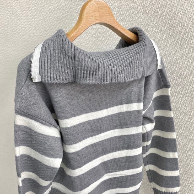 ハーフジップハイネックボーダーニット | LADY LIKE  | 詳細画像11 