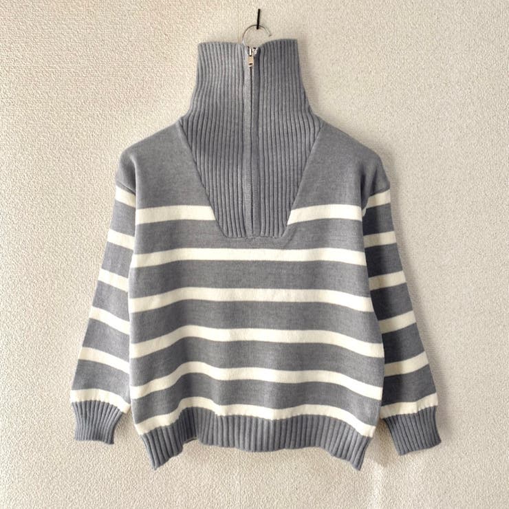 ハーフジップハイネックボーダーニット | LADY LIKE  | 詳細画像8 