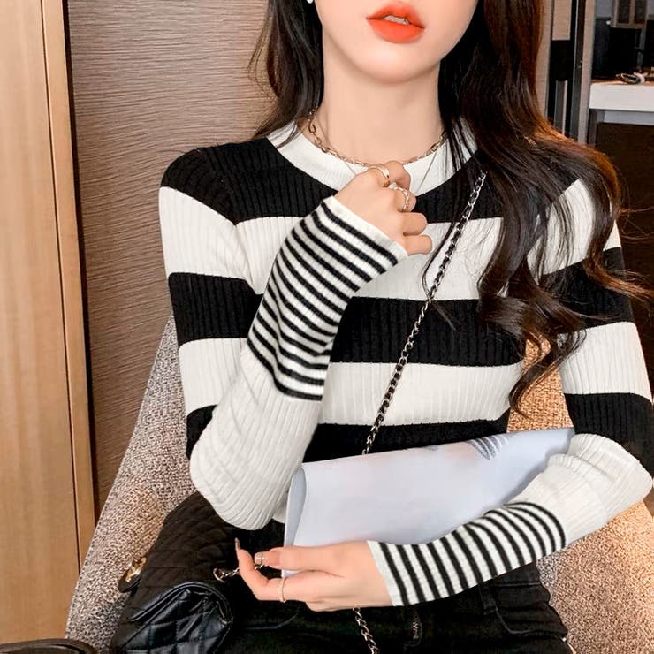 変則ボーダーリブニット | LADY LIKE  | 詳細画像2 