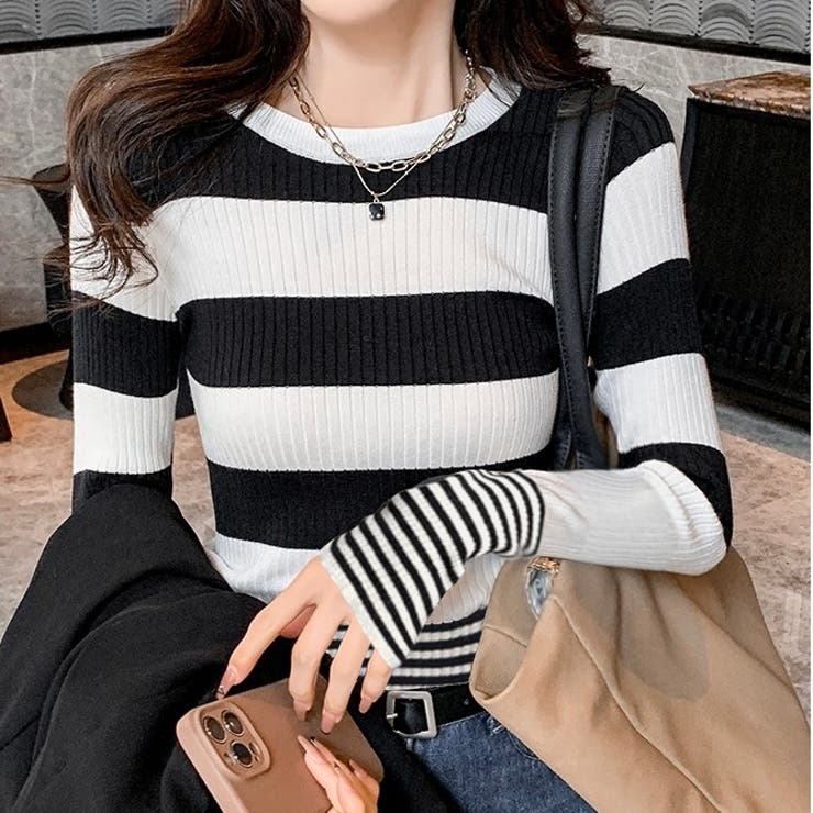 変則ボーダーリブニット | LADY LIKE  | 詳細画像3 