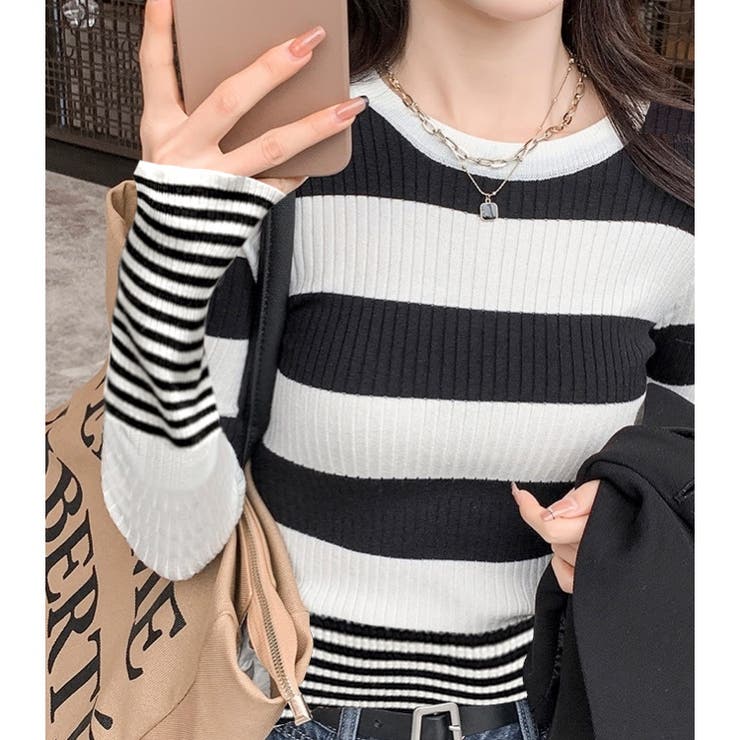 変則ボーダーリブニット | LADY LIKE  | 詳細画像5 