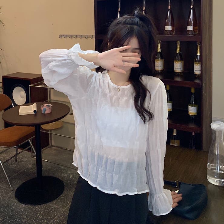 ホワイト | キャンディスリーブくしゅくしゅブラウス | LADY LIKE 