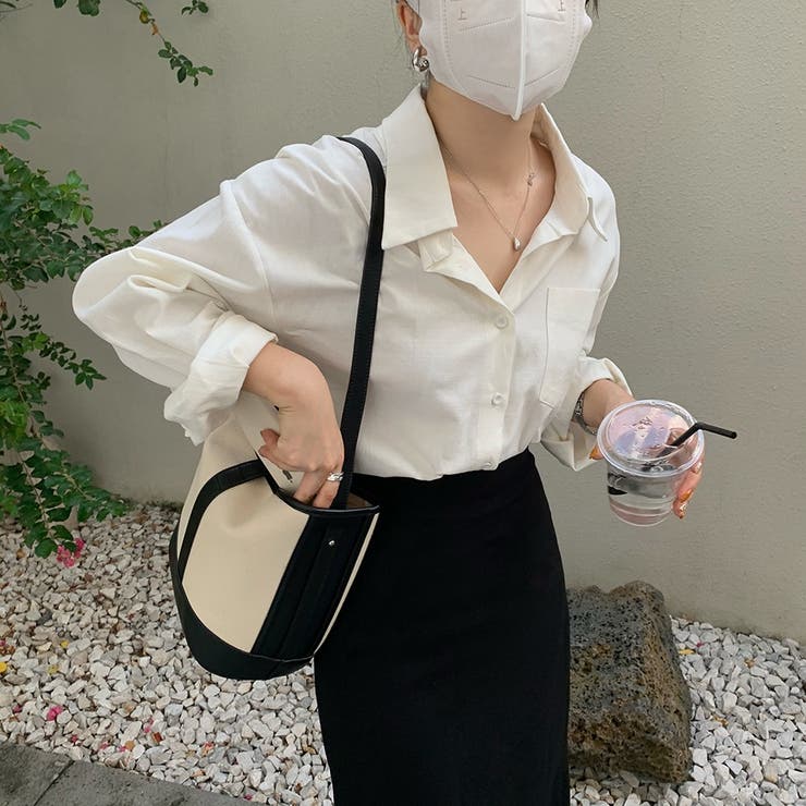 ホワイト | ビッグポケットピーチフェイスレギュラーシャツ | LADY LIKE 