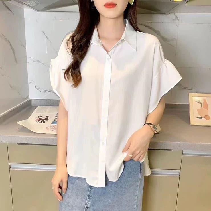 ホワイト | 変形スリーブデザインシャツ | LADY LIKE 