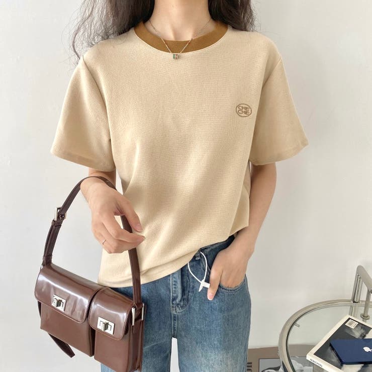 ショルダー配色Tシャツ 胸ワンポイント配色Tシャツ[品番：SHNW0009510]｜LADY LIKE （レディ