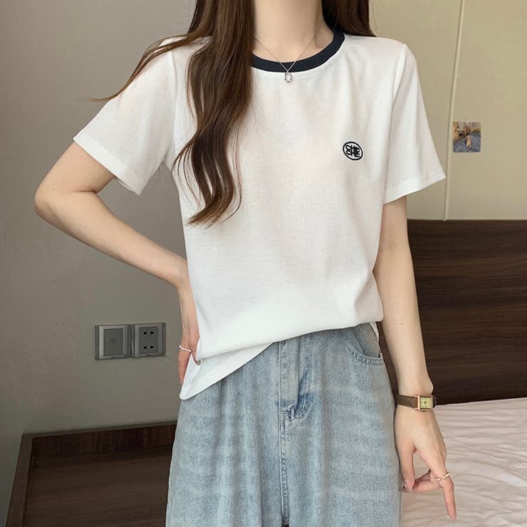 ショルダー配色Tシャツ 胸ワンポイント配色Tシャツ[品番：SHNW0009510]｜LADY LIKE （レディ