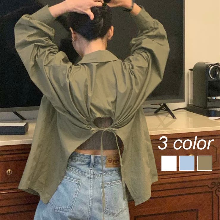 バックデザイン肌見せシャツ | LADY LIKE  | 詳細画像1 