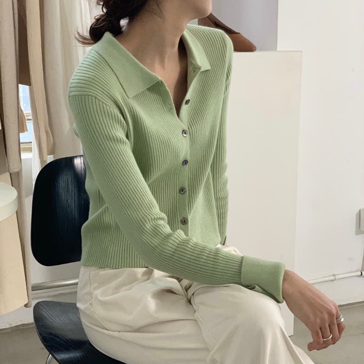 衿付き前開きソフトリブニット | LADY LIKE  | 詳細画像10 