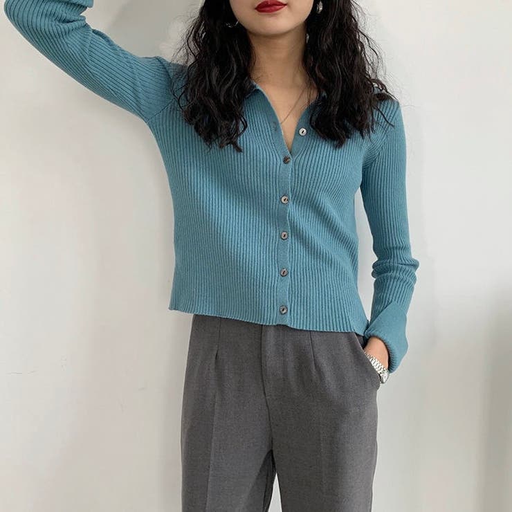 衿付き前開きソフトリブニット | LADY LIKE  | 詳細画像11 