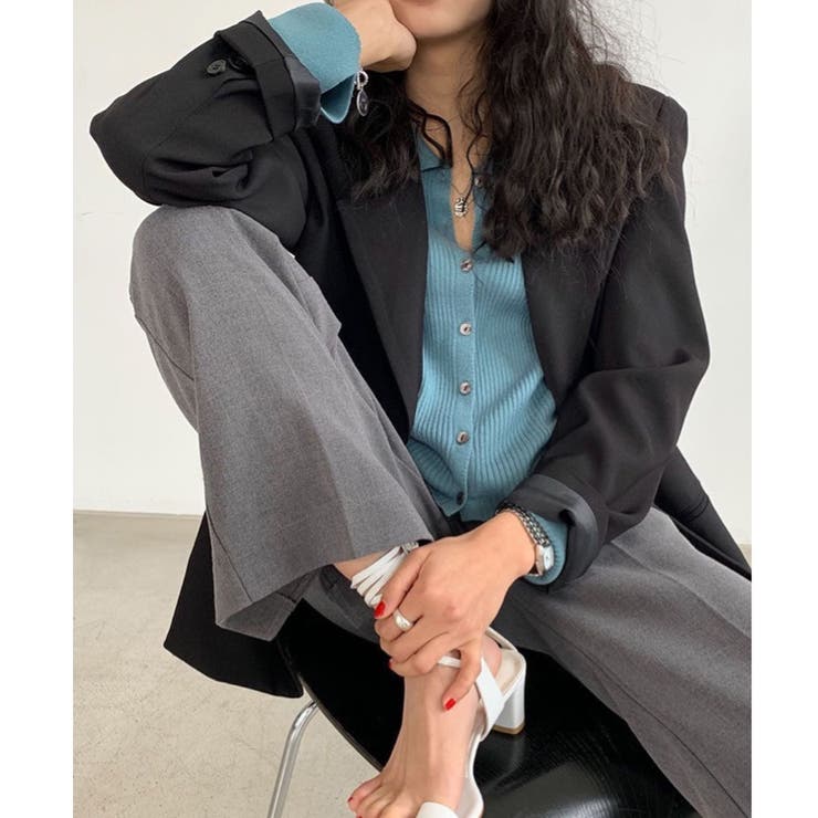 衿付き前開きソフトリブニット | LADY LIKE  | 詳細画像13 