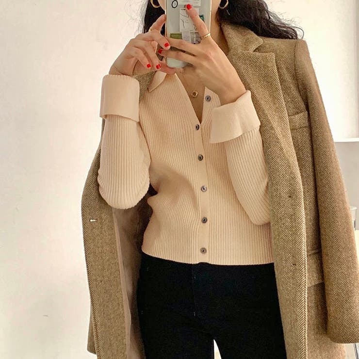 衿付き前開きソフトリブニット | LADY LIKE  | 詳細画像19 