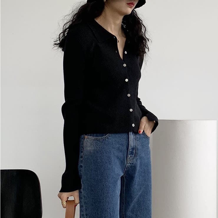 衿付き前開きソフトリブニット | LADY LIKE  | 詳細画像2 