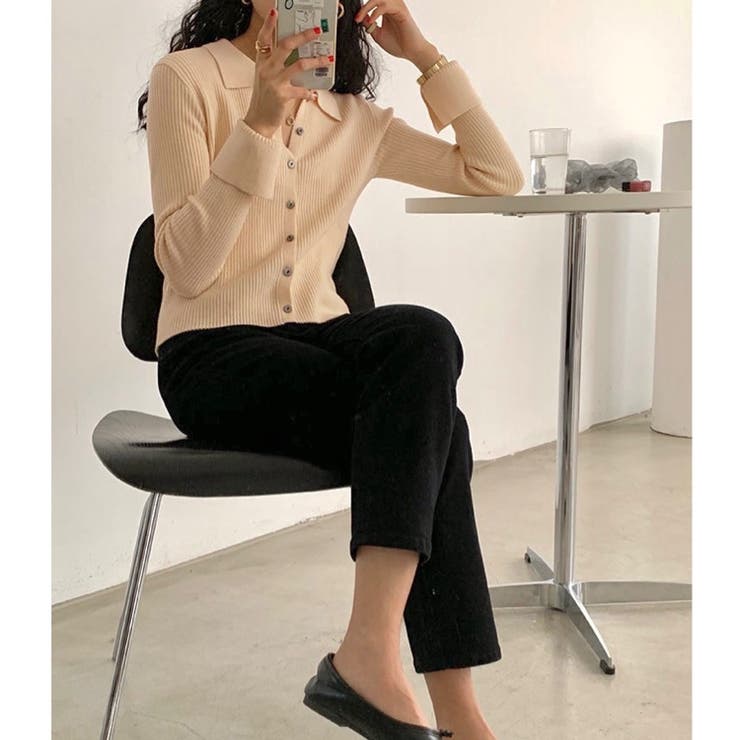 衿付き前開きソフトリブニット | LADY LIKE  | 詳細画像20 