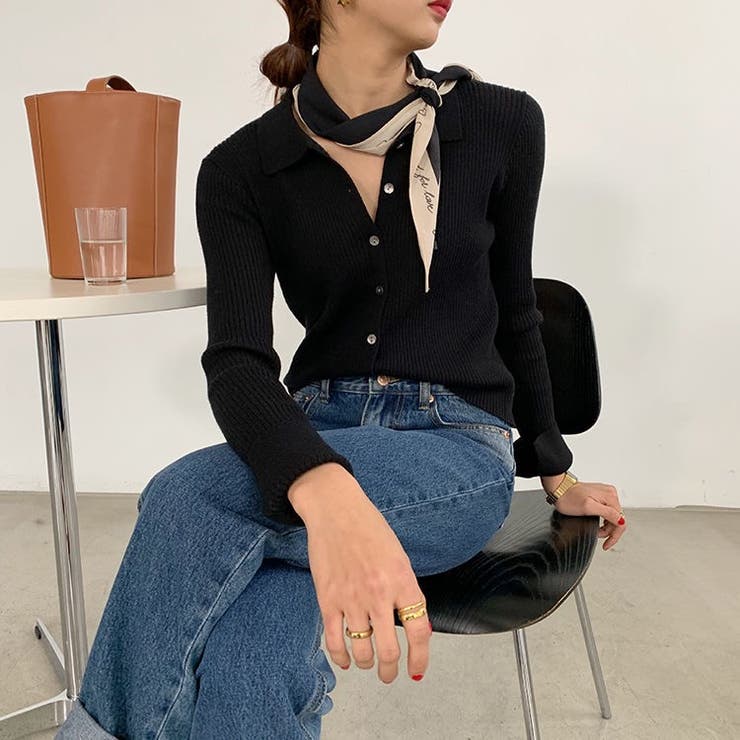 衿付き前開きソフトリブニット | LADY LIKE  | 詳細画像4 