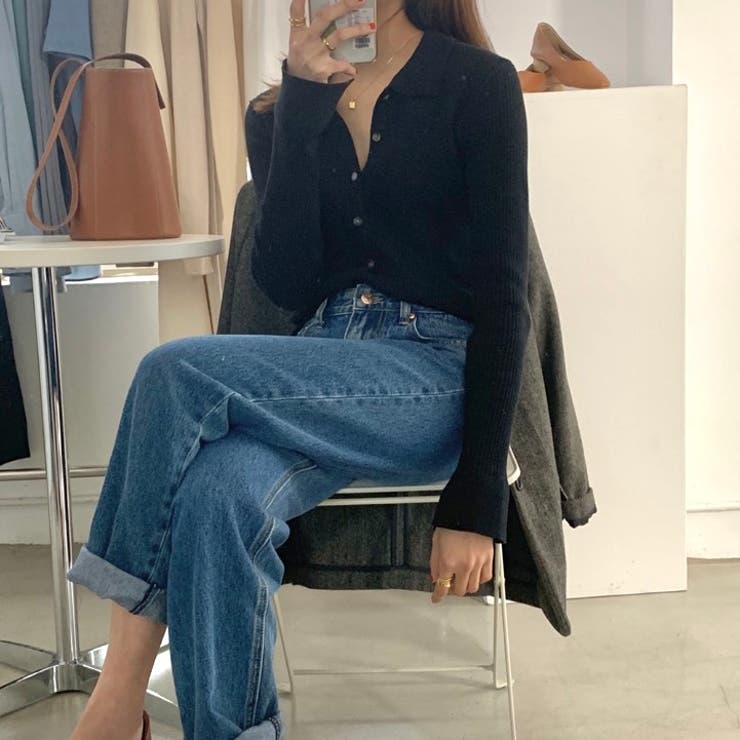 衿付き前開きソフトリブニット | LADY LIKE  | 詳細画像5 