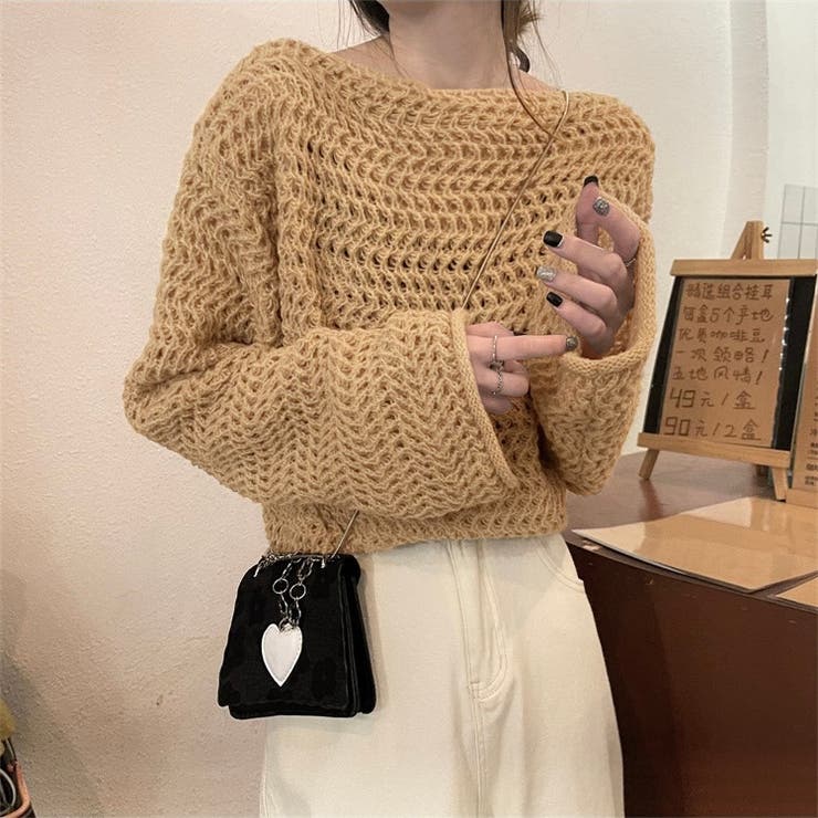 L´Appartement ボートネックアゼKNIT ベージュ-