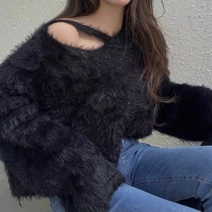 クロップド丈V開きシャギーニット | LADY LIKE  | 詳細画像14 