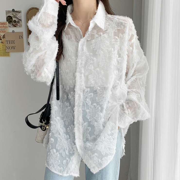 フリンジ花柄シアーシャツ[品番：SHNW0010010]｜LADY LIKE （レディ