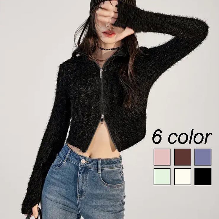 ダブルジップシャギーニット | LADY LIKE  | 詳細画像1 