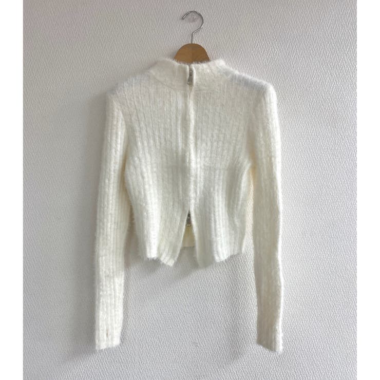 ホワイト | ダブルジップシャギーニット | LADY LIKE 