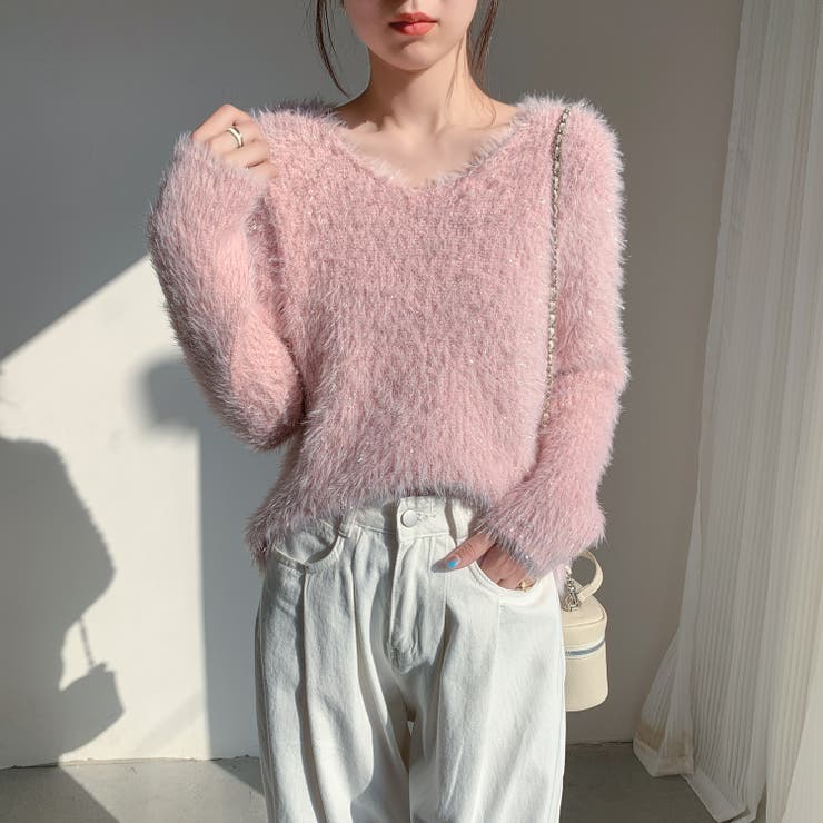 【年始お値下げ】THE TOÉ ピガールシャギーVネックニット ピンク Pigalle shaggy Vneck knit – THE TOÉ