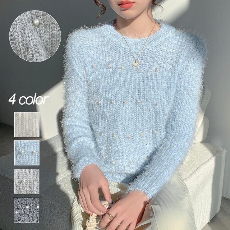 パールデザインふわふわニット | LADY LIKE  | 詳細画像1 