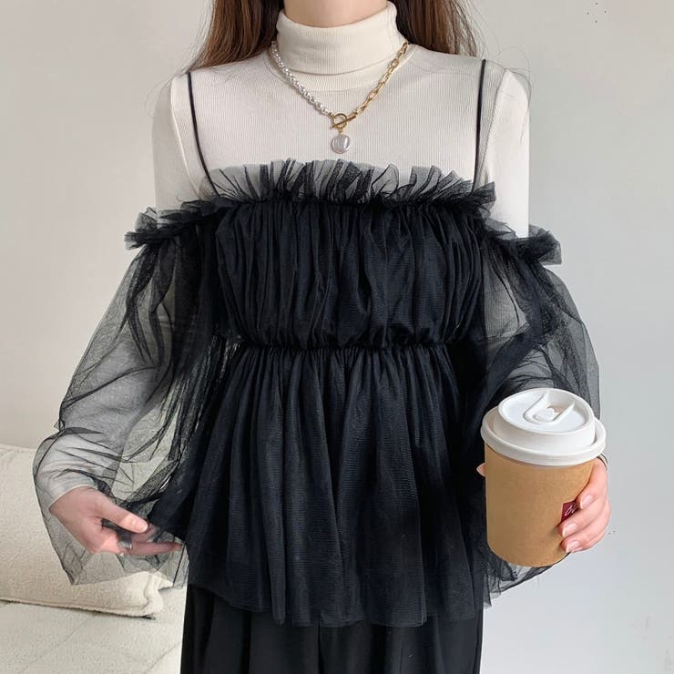 チュールオフショルトップス[品番：SHNW0010475]｜LADY LIKE