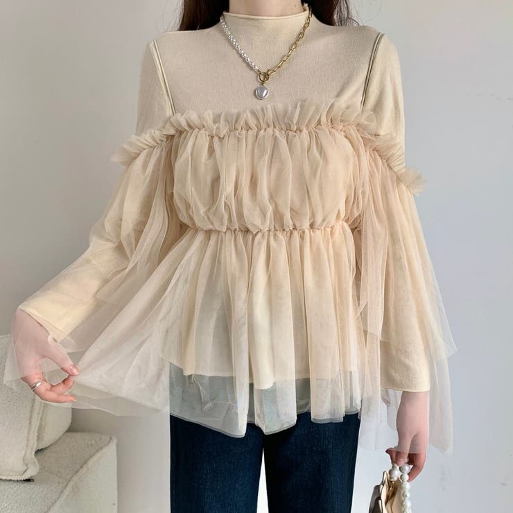 チュールオフショルトップス[品番：SHNW0010475]｜LADY LIKE