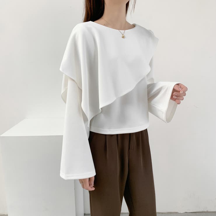 パンク系 アシンメトリートップス パンクファッション パンクロック風アシメデザインロングTシャツ