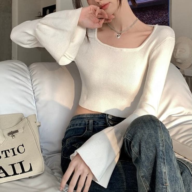 ベルスリーブショート丈リブニット | LADY LIKE  | 詳細画像10 