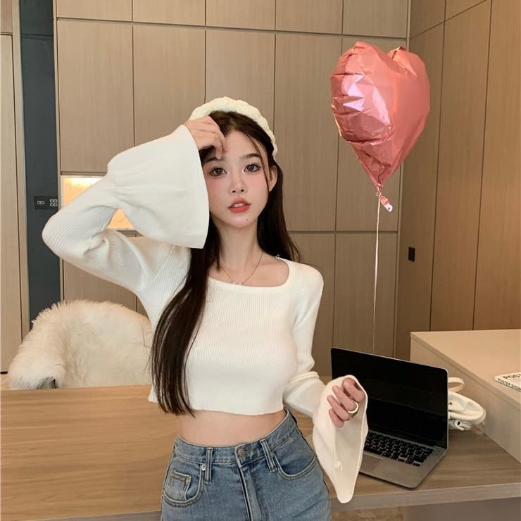 ベルスリーブショート丈リブニット | LADY LIKE  | 詳細画像18 