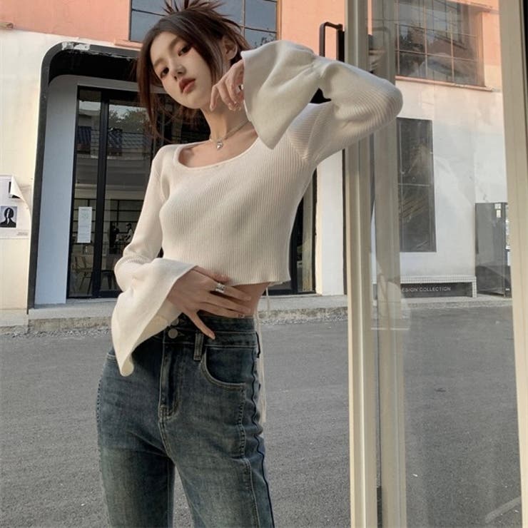 ベルスリーブショート丈リブニット | LADY LIKE  | 詳細画像7 