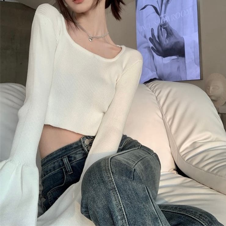 ベルスリーブショート丈リブニット | LADY LIKE  | 詳細画像9 